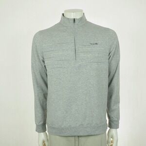 Travis Mathew Pullover Golf Sweater Mens Medium Gray 1/2-Zip Mock Cotton Blend